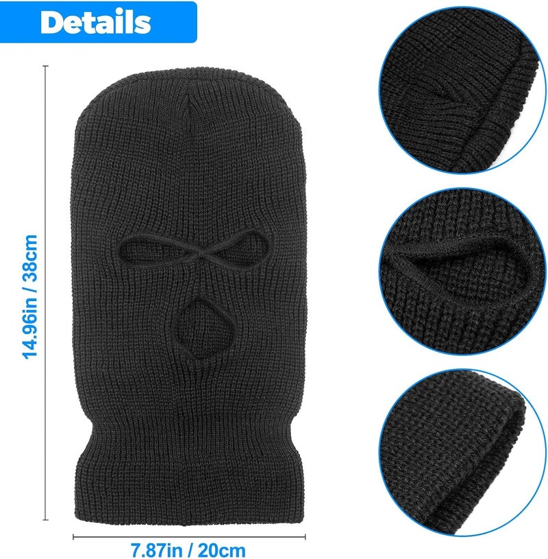 Tmflexe 3-Hole Full Face Mask Cover Ski Mask Winter Balaclava Cap Knitted Face Cover for Winter Outdoor Sports - Image 2